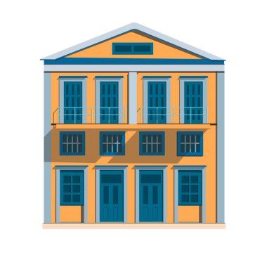 Beyaz izole sarı Yunan ev. Vektör görüntü