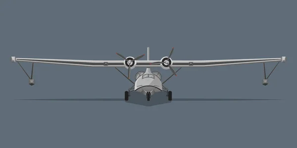 Américain Hydravion Amphibie Avion Bombardier Ww2 Image Vectorielle — Image vectorielle