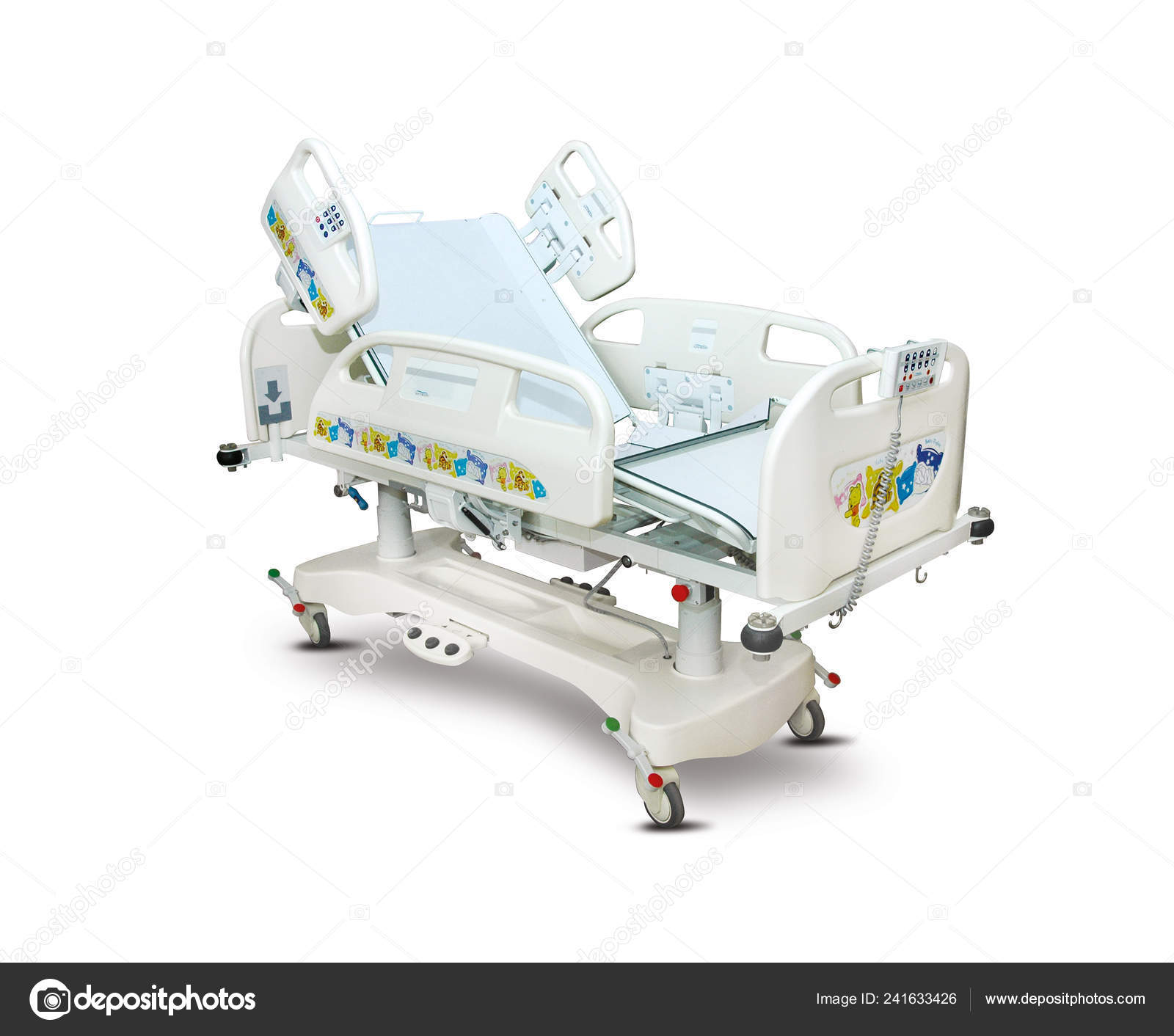 Mobile Hospital Bed White Background Medical Equipment Technology