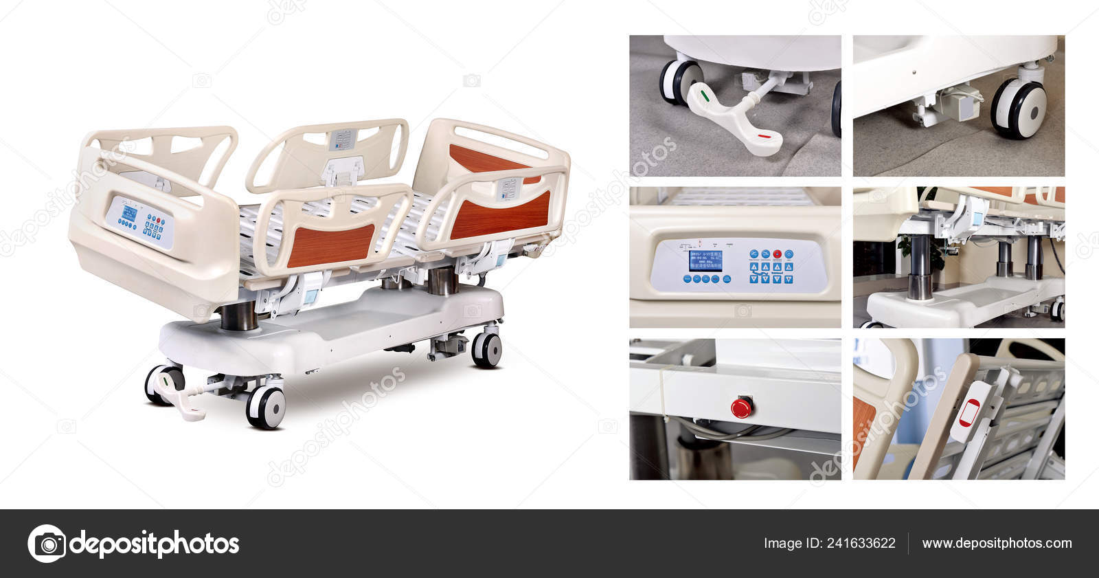 Mobile Hospital Bed White Background Medical Equipment Technology