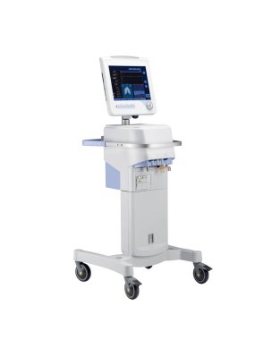 Anestezi makinesi, beyaz arka plan üzerinde izole. Tıbbi donatımı. 