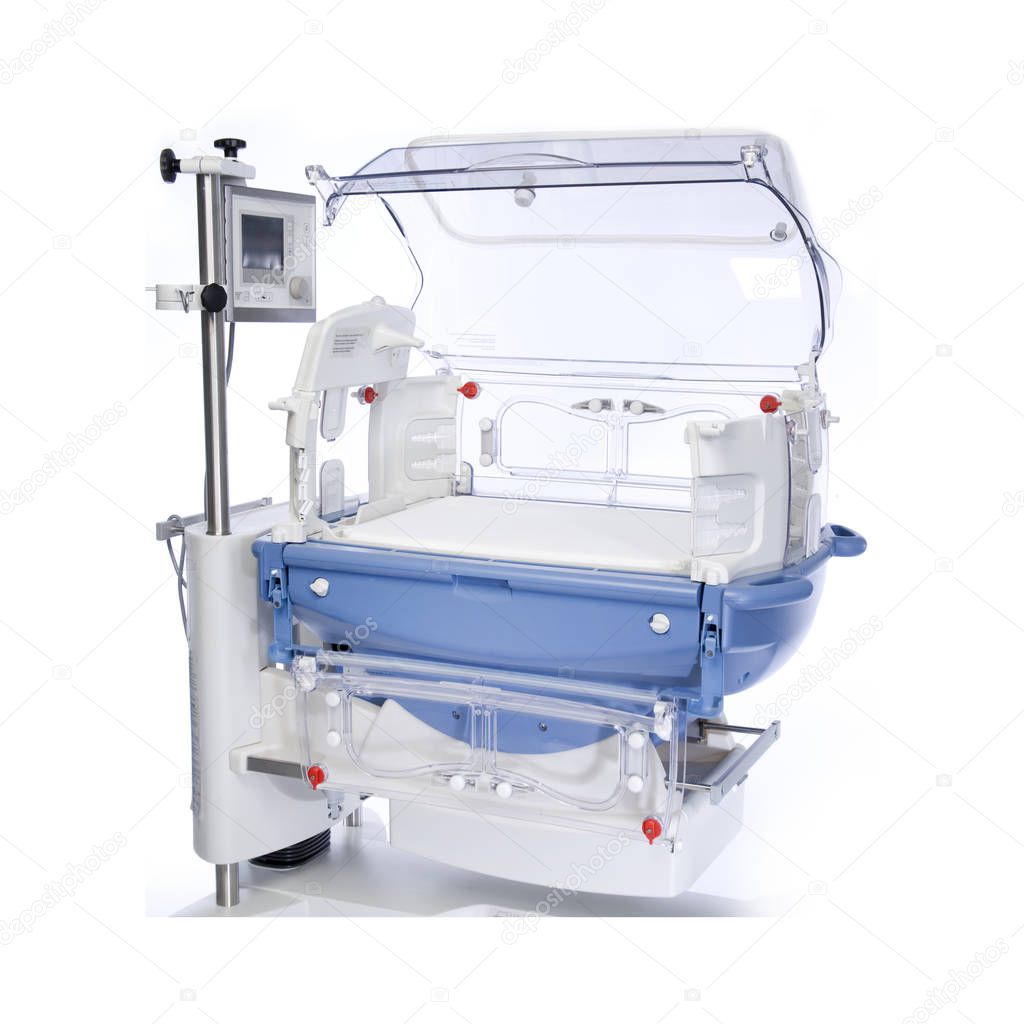 Neonatal Infant Incubator, isolated on white background.Medical Equipment