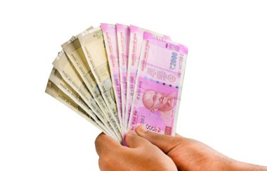 Men Holding Indian Currency Note clipart
