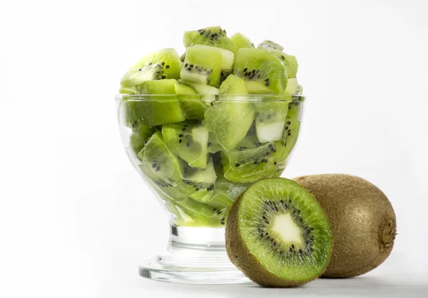 Sliced kiwi In a Galss fresh healthy kiwi juice — Stock Photo, Image