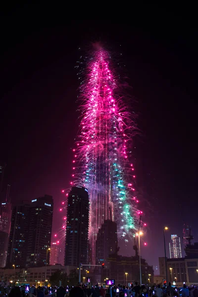 Burj Khalifa New year Fireworks Dubai — Stock Photo, Image