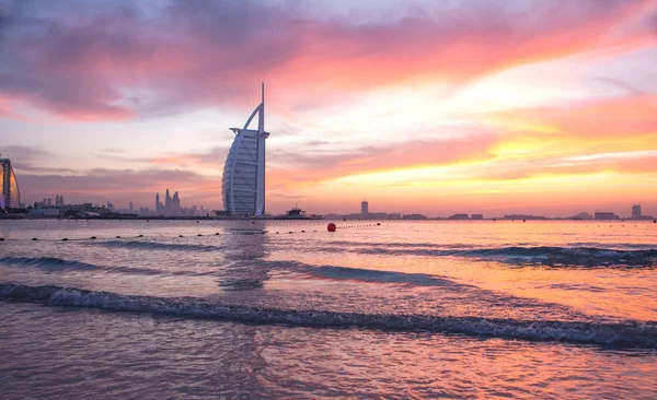 Hôtel Sept Étoiles Vue Sur Plage Burj Arab Dubai Célèbre — Photo