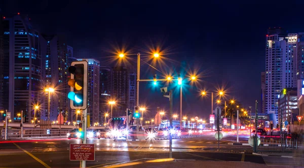 Dubai Night View traffic and street signals