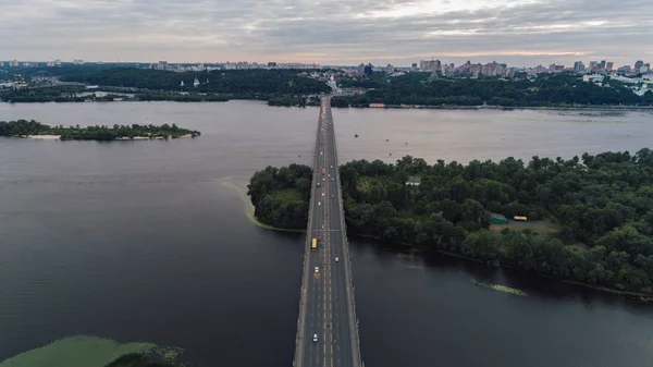 Cars Driving Bridge Aerial View Paton Bridge — Stock Photo, Image