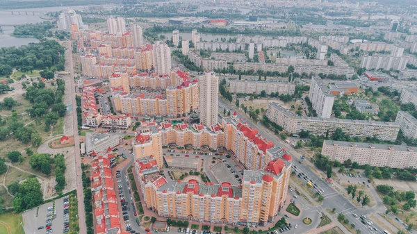 Obolon Agosto 2017 Kiev Ucrânia Vista Aérea Edifícios Altos — Fotografia de Stock