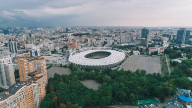Olimpiyat Stadı. Kiev. Ukrayna. 27 Temmuz 2017. Havadan görünümü. Yaz.