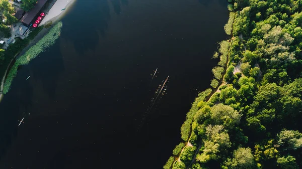 Luftaufnahme Eines Kanus Sport Sommer Wettbewerb Kajaks Kiev Ukraine — Stockfoto