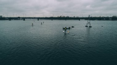 X-park. 13 Ocak 2018. Kiev. Ukrayna. Spor yarışmada sup. Havadan görünümü.