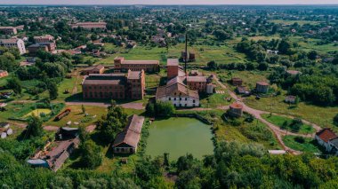Terk edilmiş fabrikası. Havadan görünümü.