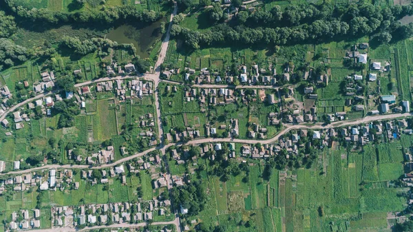 Vista Aérea Las Casas Pueblo Campo Carretera — Foto de Stock