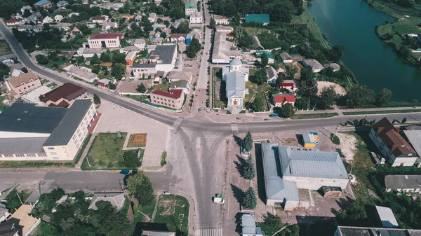 Road. Aerial view. Building.