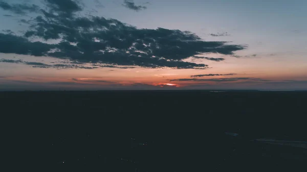 Luftaufnahme Des Sonnenuntergangs Blauer Himmel Die Wolken Orangefarbene Sonne — Stockfoto