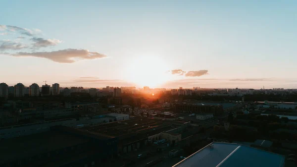 Вид Захід Сонця Синє Небо Хмари Помаранчевий Сонця — стокове фото