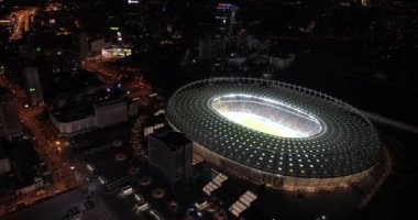 Olimpiyat Stadı. 9 Ekim 2017. Ukrayna. Kiev (Kiev). Olimpik milli güvenlik. akşam Stadyumu'nun havadan görünümü. Avrupa ve Dünya Şampiyonası.