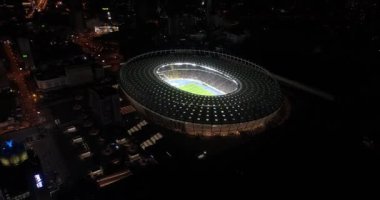 Olimpiyat Stadı. 9 Ekim 2017. Ukrayna. Kiev (Kiev). Olimpik milli güvenlik. akşam Stadyumu'nun havadan görünümü. Avrupa ve Dünya Şampiyonası.