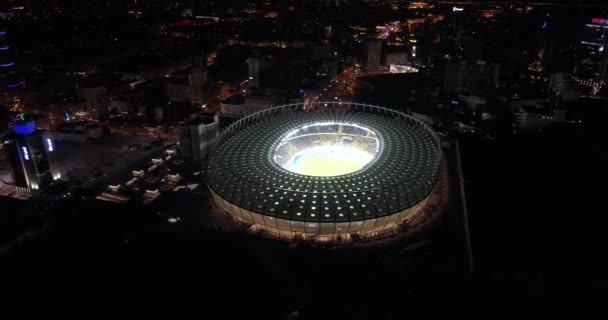 Olimpiai Stadion Október 2017 Ukrajna Kiev Kijev Légifelvételek Nsc Esti — Stock videók