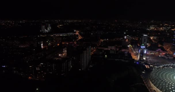 Olympic Stadium Ukraine Kiev Kyiv October 2017 Aerial View Night — Stock Video