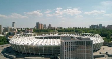 Olimpiyat Stadı. 4 Mayıs 2018. Kiev (Kiev). Ukrayna. Havadan görünümü Olimpiyat MGK. Şampiyonlar Ligi. Futbol Dünya Kupası. Futbol sahası.