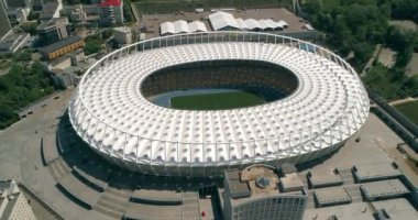 Olimpiyat Stadı. 4 Mayıs 2018. Kiev (Kiev). Ukrayna. Havadan görünümü Olimpiyat MGK. Şampiyonlar Ligi. Futbol Dünya Kupası. Futbol sahası.