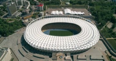 Olimpiyat Stadı. 4 Mayıs 2018. Kiev (Kiev). Ukrayna. Havadan görünümü Olimpiyat MGK. Şampiyonlar Ligi. Futbol Dünya Kupası. Futbol sahası.