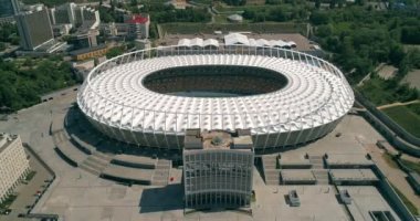 Olimpiyat Stadı. 4 Mayıs 2018. Kiev (Kiev). Ukrayna. Havadan görünümü Olimpiyat MGK. Şampiyonlar Ligi. Futbol Dünya Kupası. Futbol sahası.