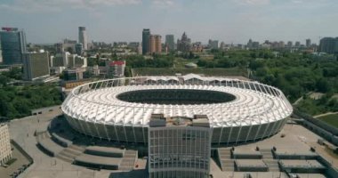 Olimpiyat Stadı. 4 Mayıs 2018. Kiev (Kiev). Ukrayna. Havadan görünümü Olimpiyat MGK. Şampiyonlar Ligi. Futbol Dünya Kupası. Futbol sahası.