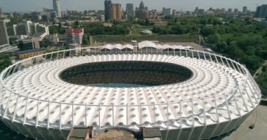 Olimpiyat Stadı. 4 Mayıs 2018. Kiev (Kiev). Ukrayna. Havadan görünümü Olimpiyat MGK. Şampiyonlar Ligi. Futbol Dünya Kupası. Futbol sahası.