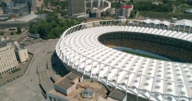 Olimpiyat Stadı. 4 Mayıs 2018. Kiev (Kiev). Ukrayna. Havadan görünümü Olimpiyat MGK. Şampiyonlar Ligi. Futbol Dünya Kupası. Futbol sahası.