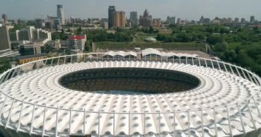 Olimpiyat Stadı. 4 Mayıs 2018. Kiev (Kiev). Ukrayna. Havadan görünümü Olimpiyat MGK. Şampiyonlar Ligi. Futbol Dünya Kupası. Futbol sahası.