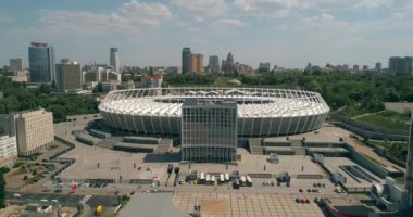 Olimpiyat Stadı. 4 Mayıs 2018. Kiev (Kiev). Ukrayna. Havadan görünümü Olimpiyat MGK. Şampiyonlar Ligi. Futbol Dünya Kupası. Futbol sahası.