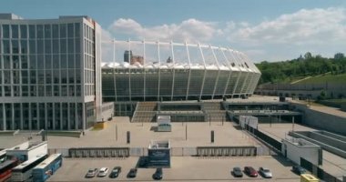 Olimpiyat Stadı. 4 Mayıs 2018. Kiev (Kiev). Ukrayna. Havadan görünümü Olimpiyat MGK. Şampiyonlar Ligi. Futbol Dünya Kupası. Futbol sahası.