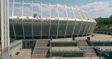 Olimpiyat Stadı. 4 Mayıs 2018. Kiev (Kiev). Ukrayna. Havadan görünümü Olimpiyat MGK. Şampiyonlar Ligi. Futbol Dünya Kupası. Futbol sahası.