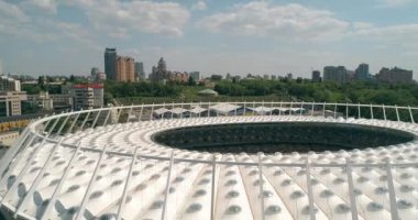Olimpiyat Stadı. 4 Mayıs 2018. Kiev (Kiev). Ukrayna. Havadan görünümü Olimpiyat MGK. Şampiyonlar Ligi. Futbol Dünya Kupası. Futbol sahası.