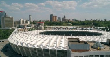Olimpiyat Stadı. 4 Mayıs 2018. Kiev (Kiev). Ukrayna. Havadan görünümü Olimpiyat MGK. Şampiyonlar Ligi. Futbol Dünya Kupası. Futbol sahası.