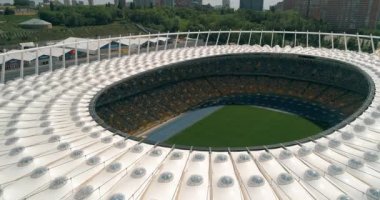 Olimpiyat Stadı. 4 Mayıs 2018. Kiev (Kiev). Ukrayna. Havadan görünümü Olimpiyat MGK. Şampiyonlar Ligi. Futbol Dünya Kupası. Futbol sahası.