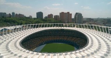 Olimpiyat Stadı. 4 Mayıs 2018. Kiev (Kiev). Ukrayna. Havadan görünümü Olimpiyat MGK. Şampiyonlar Ligi. Futbol Dünya Kupası. Futbol sahası.