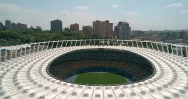 Olimpiyat Stadı. 4 Mayıs 2018. Kiev (Kiev). Ukrayna. Havadan görünümü Olimpiyat MGK. Şampiyonlar Ligi. Futbol Dünya Kupası. Futbol sahası.