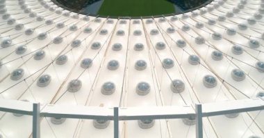 Olimpiyat Stadı. 4 Mayıs 2018. Kiev (Kiev). Ukrayna. Havadan görünümü Olimpiyat MGK. Şampiyonlar Ligi. Futbol Dünya Kupası. Futbol sahası.