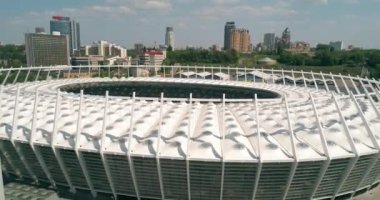 Olimpiyat Stadı. 4 Mayıs 2018. Kiev (Kiev). Ukrayna. Havadan görünümü Olimpiyat MGK. Şampiyonlar Ligi. Futbol Dünya Kupası. Futbol sahası.
