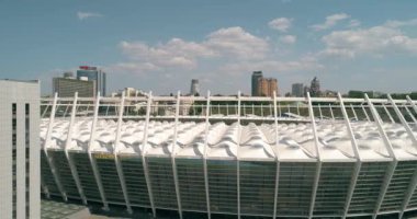 Olimpiyat Stadı. 4 Mayıs 2018. Kiev (Kiev). Ukrayna. Havadan görünümü Olimpiyat MGK. Şampiyonlar Ligi. Futbol Dünya Kupası. Futbol sahası.