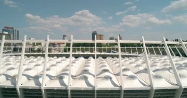 Olimpiyat Stadı. 4 Mayıs 2018. Kiev (Kiev). Ukrayna. Havadan görünümü Olimpiyat MGK. Şampiyonlar Ligi. Futbol Dünya Kupası. Futbol sahası.