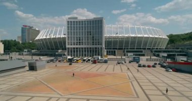 Olimpiyat Stadı. 4 Mayıs 2018. Kiev (Kiev). Ukrayna. Havadan görünümü Olimpiyat MGK. Şampiyonlar Ligi. Futbol Dünya Kupası. Futbol sahası.