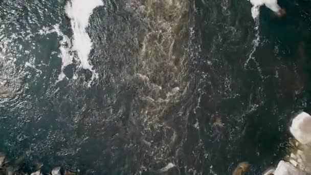 Εναέρια Άποψη Από Κύματα Ροή Ποταμός Νερό Ουκρανία — Αρχείο Βίντεο
