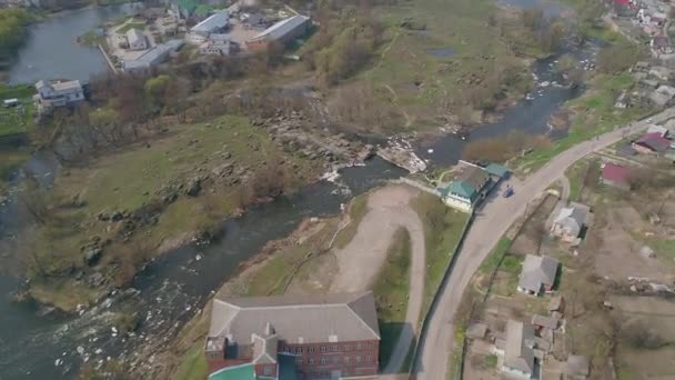 Ros Nehri Nin Havadan Görünümü Çok Güzel Doğa Köy Evlerinde — Stok video