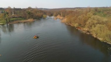 Nehrin Ros. 14 Nisan 2018. Deshki. Ukrayna. Kayaklar üzerinde seyahat. Gölü nün havadan görünümü. Doğa