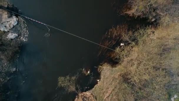 Kayaks Floating River Aerial View Nature Competition — Stock Video